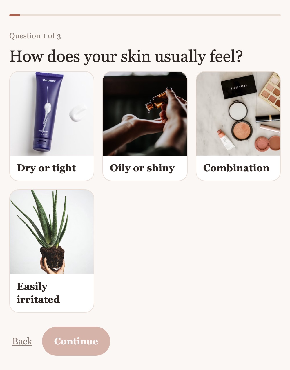 A skincare quiz with photographed answers